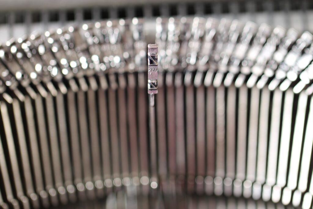 Gray Metal Typewriter Part in Close-up Photo